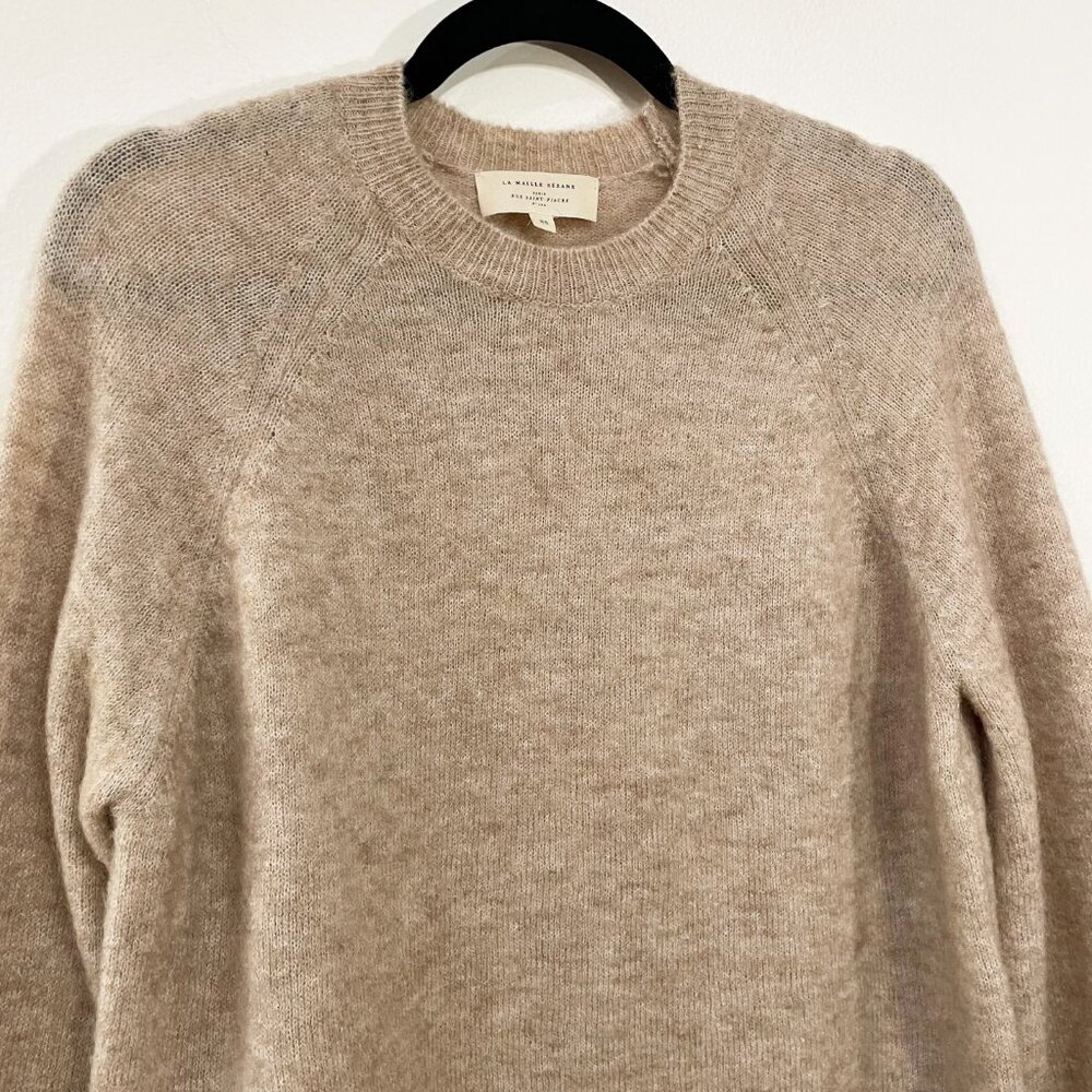 EUC Sézane Louise Puff Sleeve Mohair Wool Sweater Beige XS - Picture 6 of 10